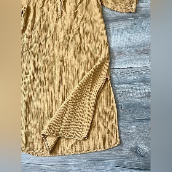 Sundry Anthropologie Henley Boho Brown Loose Cotton Gauze Midi Dress Small Brown - Picture 8 of 10